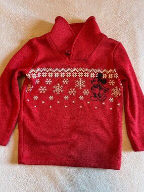 Disney x Jumping Beans Mickey Mouse Holiday Shawl Collar Knit Sweater - Size 2T